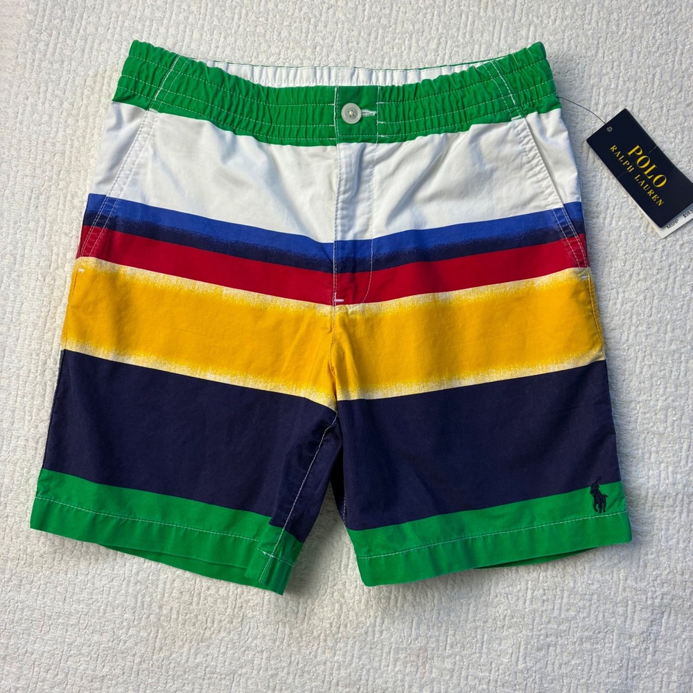 Polo Ralph Lauren Boys Prepster Poplin Striped Cotton Shorts Size 12 NWT